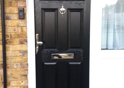 black arched door