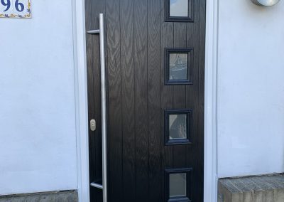 black 4 square door stop composite door with bar handle