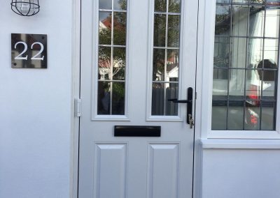white composite door with square lead