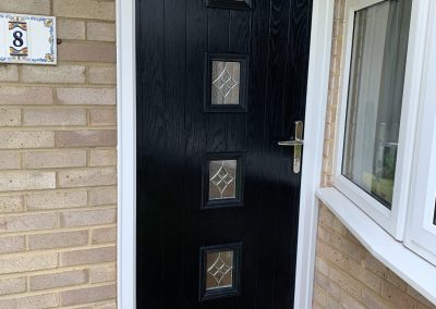 black 4 square composite door flair glass